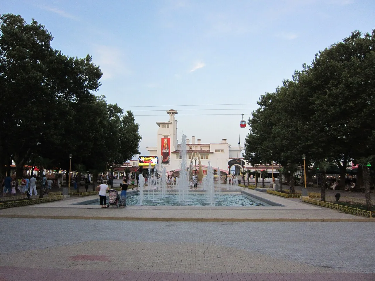 Sandy Mamaia beach with hotels and the Black Sea under a summer sky