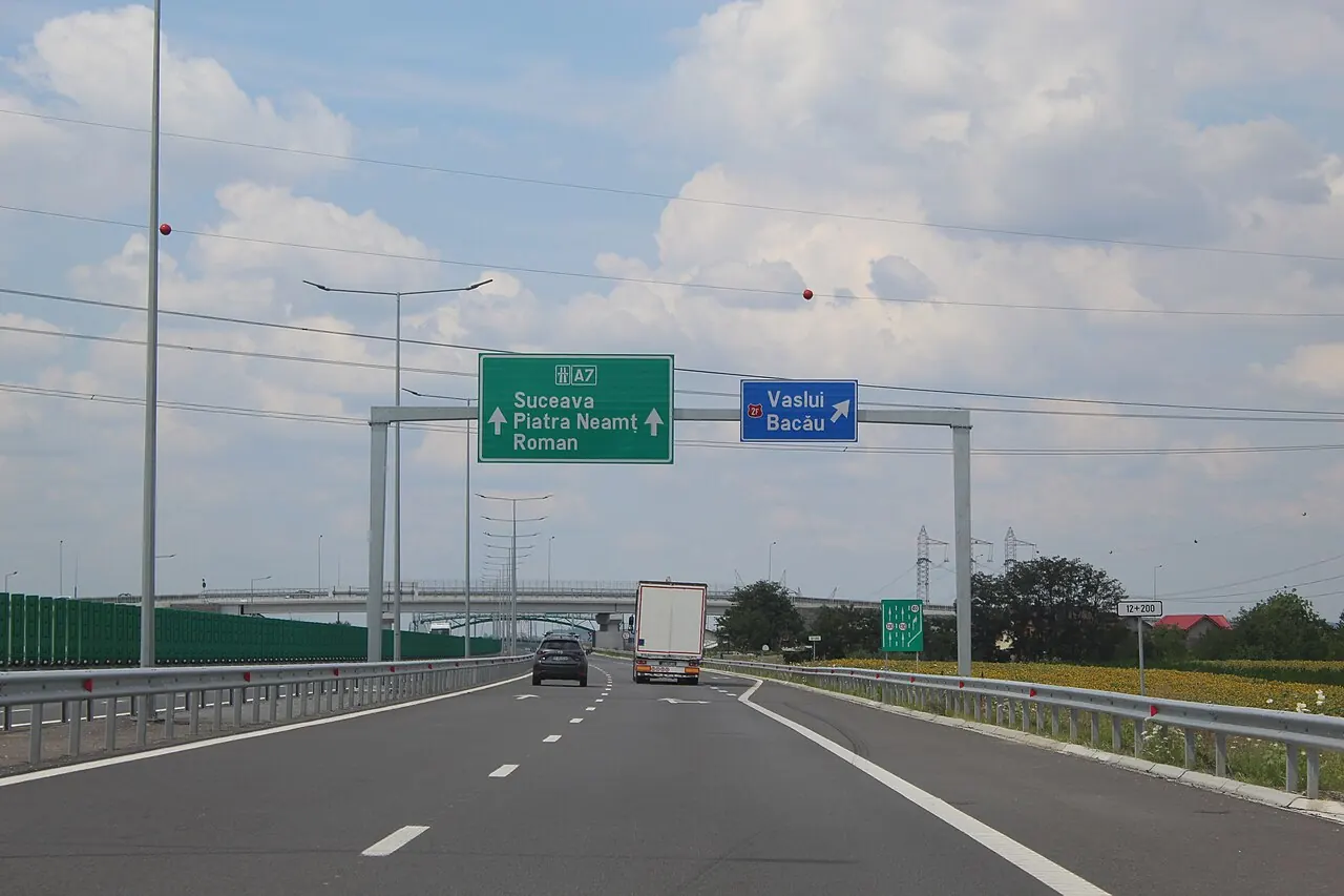 The A7 Bacau bypass interchange, part of the Moldova motorway still being finished toward Pascani rather than into Iasi itself