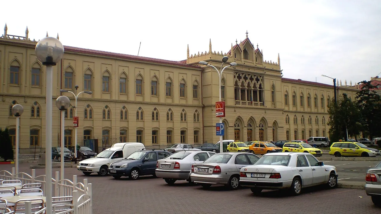 The historic facade of Iasi railway station, the eastern terminus of the CFR run from Bucharest Gara de Nord