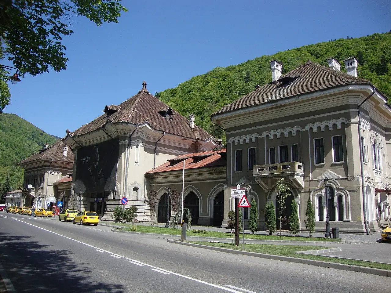 Rooftops and forested slopes of the mountain resort of Sinaia, the town you reach after the train from Bucharest
