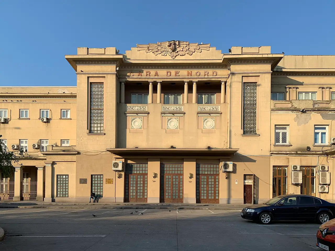 Exterior of Bucharest Gara de Nord, the main station for long-distance trains west to Timisoara