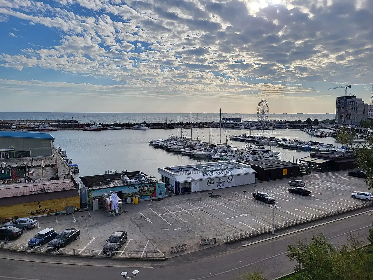 Yachts moored at Port Tomis, the tourist marina below the old town of Constanta