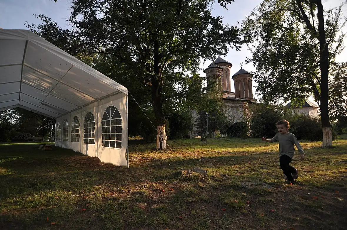 Snagov Monastery on its wooded island in Lake Snagov north of Bucharest