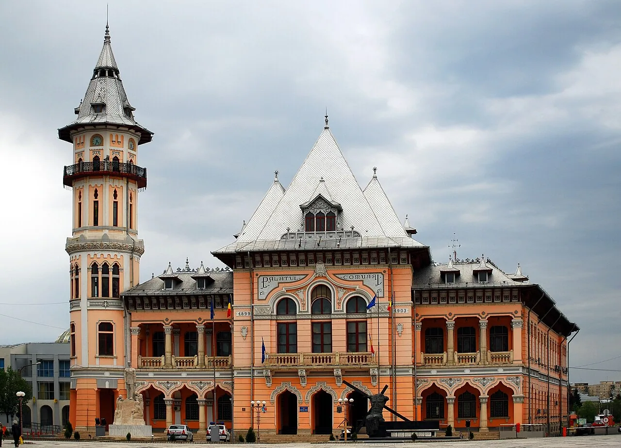 The old Palatul Comunal building in the centre of Buzau, the county town where the route finishes
