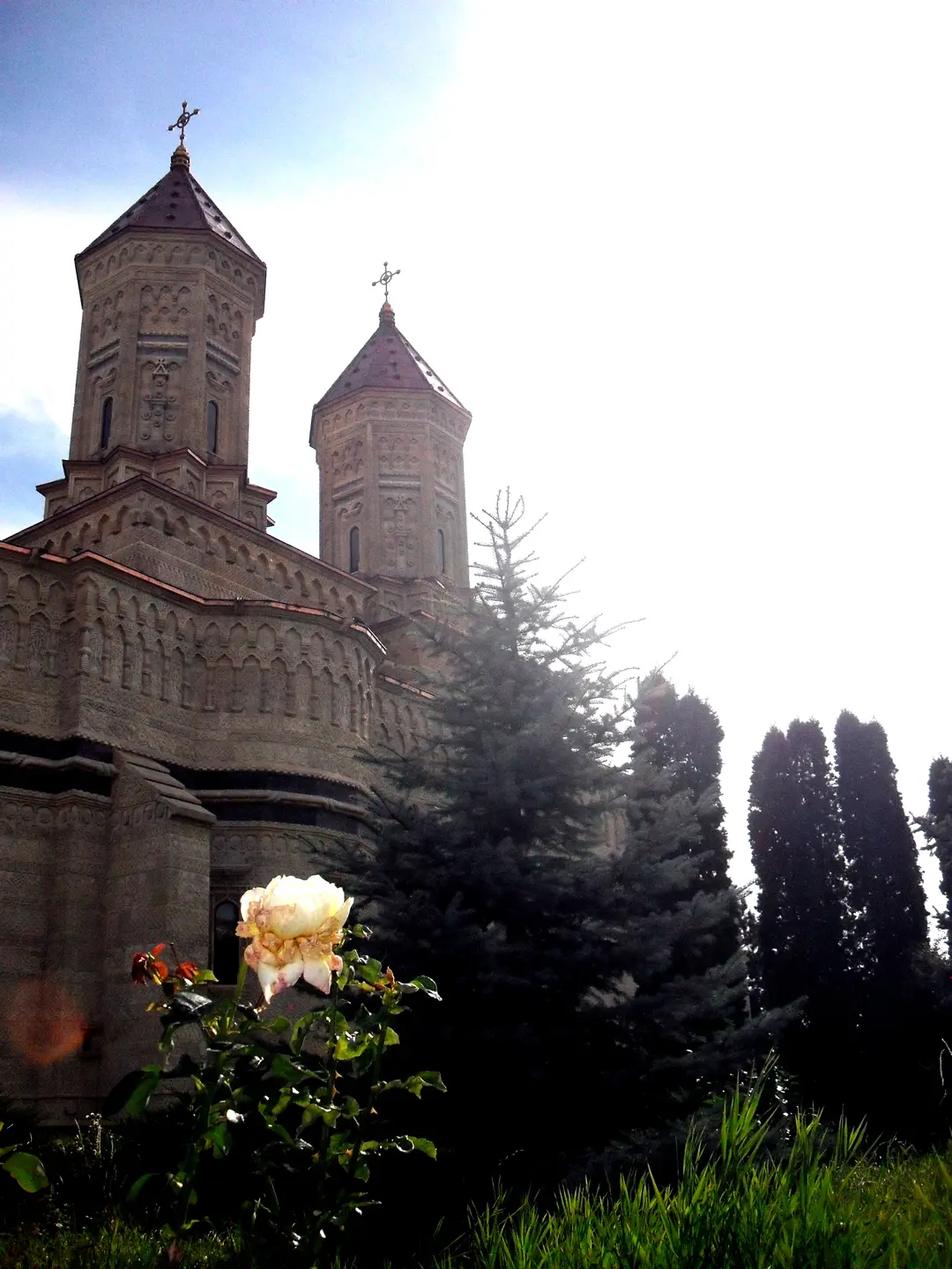 The Three Hierarchs church in Iasi, two towers and a facade entirely covered in fine carved stone patterns