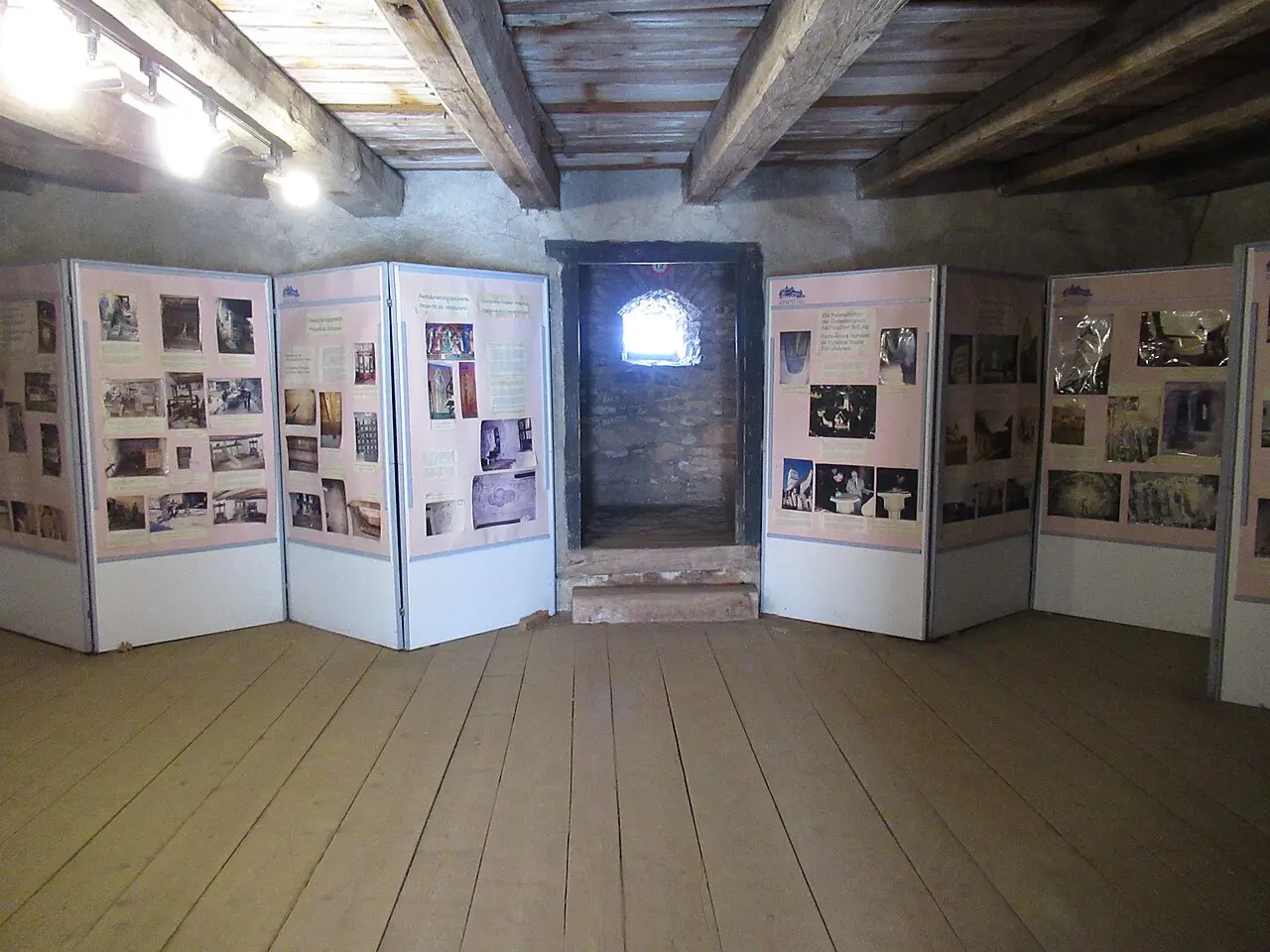 Interior of Prejmer church with vaults and fittings