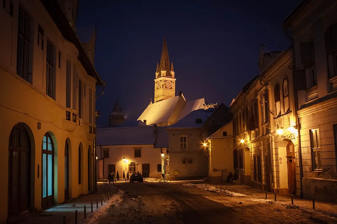 St Margaret's church in Medias, a Gothic hall church inside its fortified precinct
