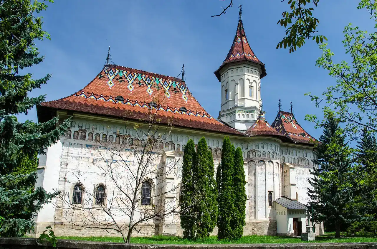 The domed Saint George church at Saint John the New Monastery, exterior walls with traces of medieval frescoes