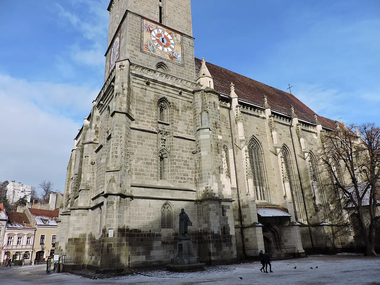 The Black Church of Brasov, a massive Gothic Lutheran church in weathered dark stone