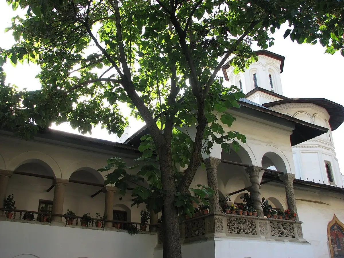 Courtyard and church of Horezu Monastery, the UNESCO Brancovenesc complex in Wallachia