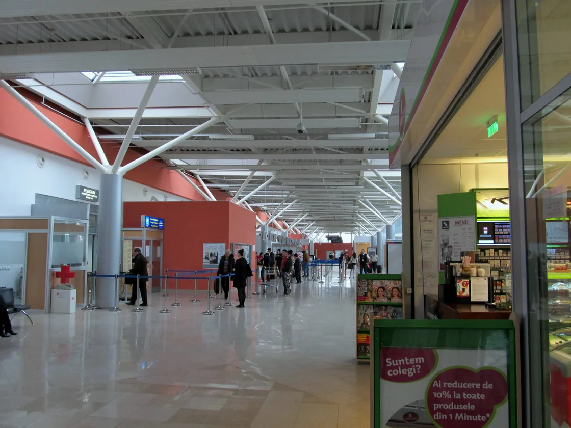 The terminal and apron at Sibiu (Hermannstadt) airport in southern Transylvania, a small regional airport a few kilometres from the medieval old town